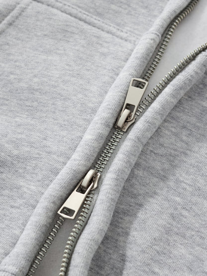 Fleeced Zip-Up Cropped Hoodie F*ck Around