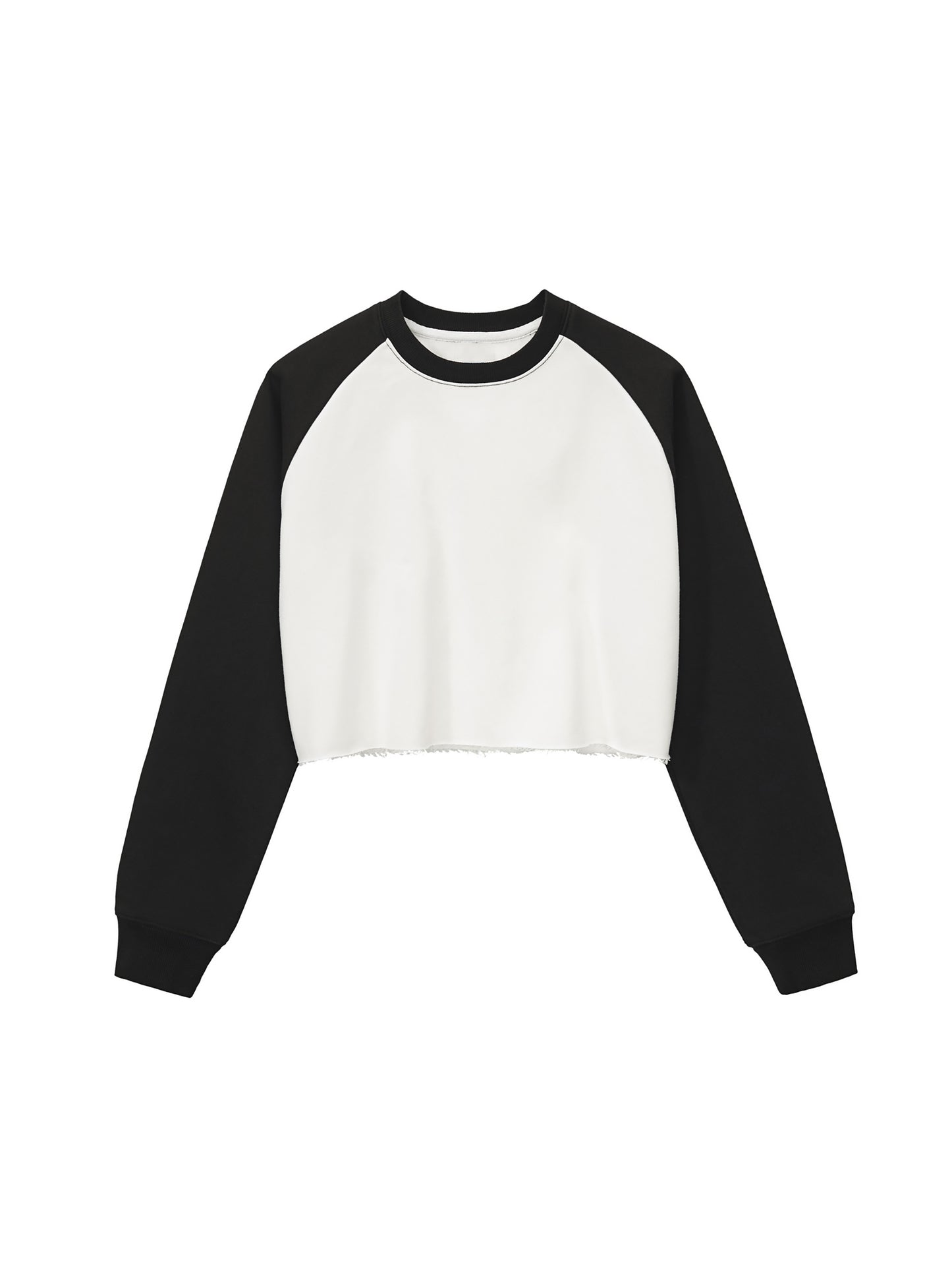 Raw-Hem Color-Block Raglan Crop Sweatshirt Opossum