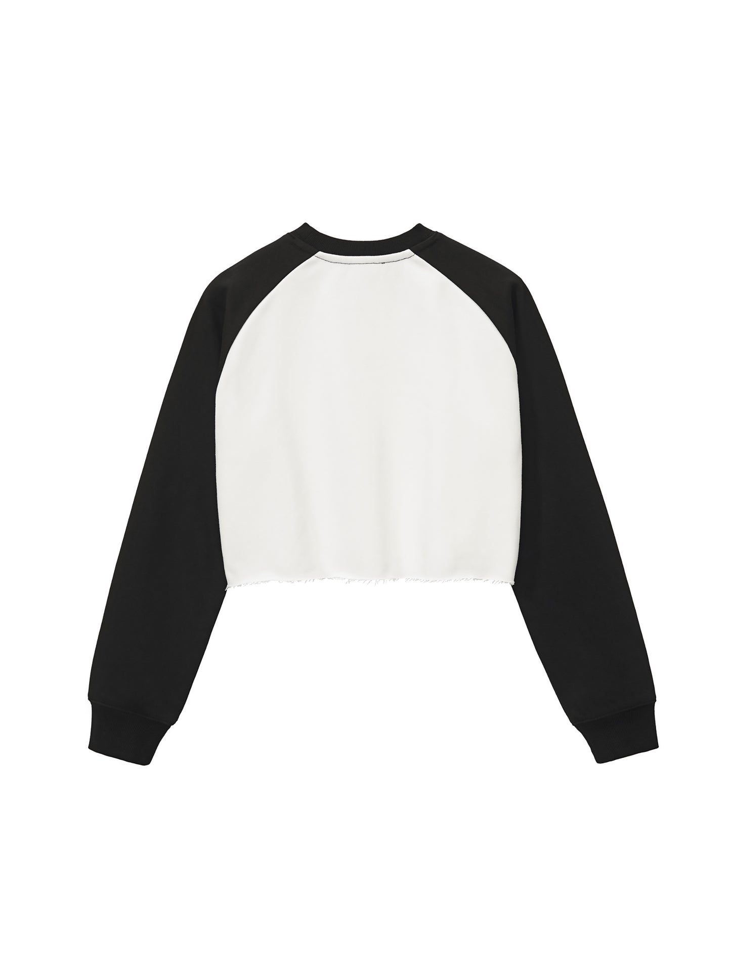 Raw-Hem Color-Block Raglan Crop Sweatshirt Opossum