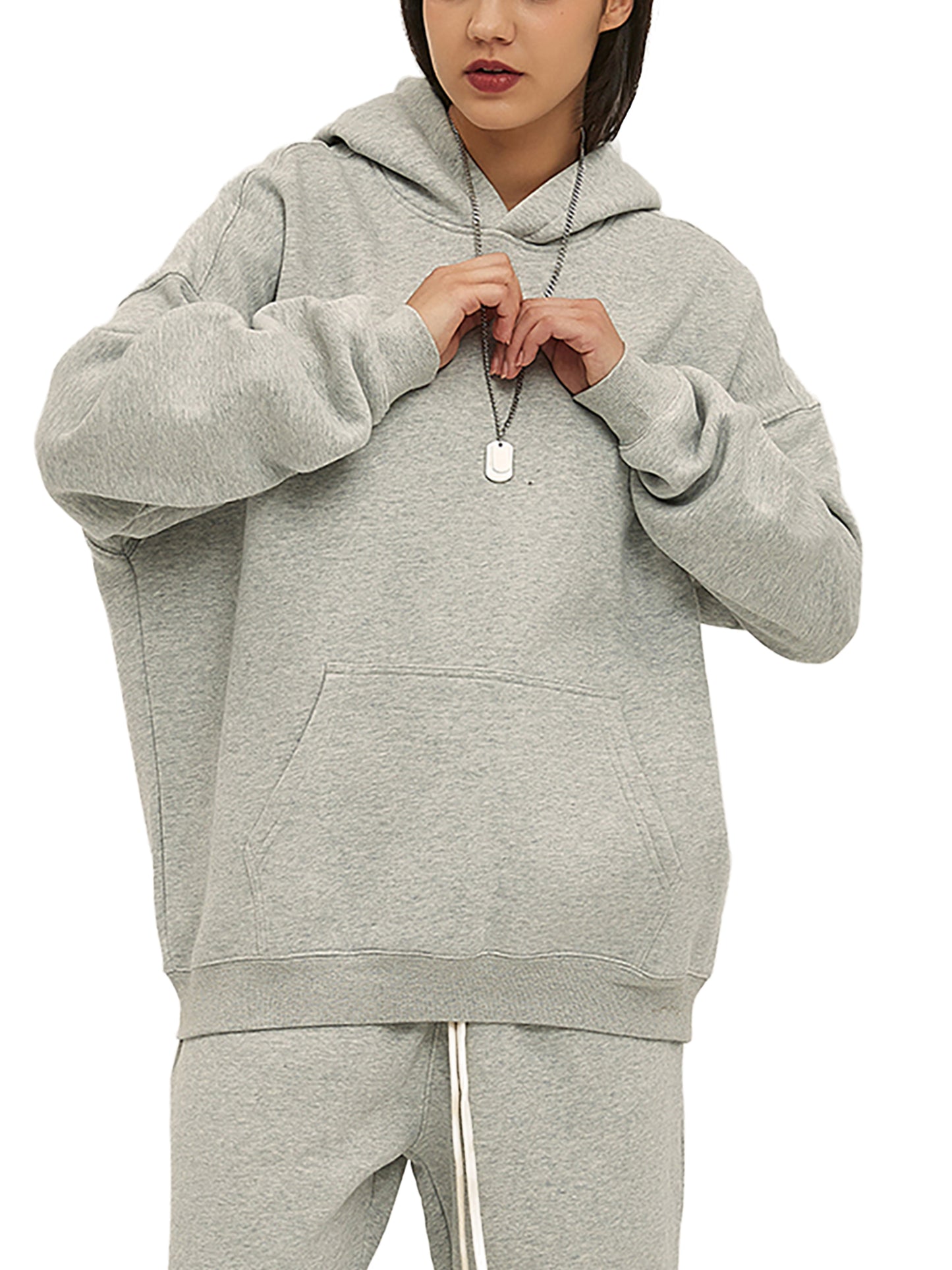 Oversize Fleeced Hoodie Smiley Face