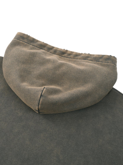 Vintage Washed Frayed-Hem Hoodie Bottle