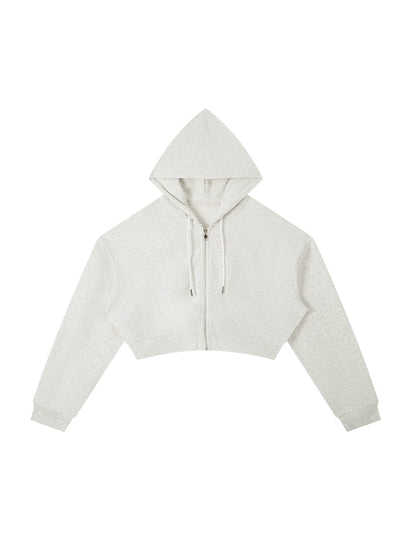 Essential Cropped Zip-Up Hoodie Raccoon