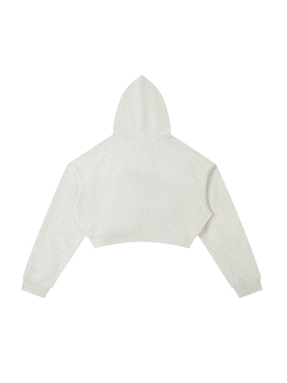 Essential Cropped Zip-Up Hoodie Raccoon