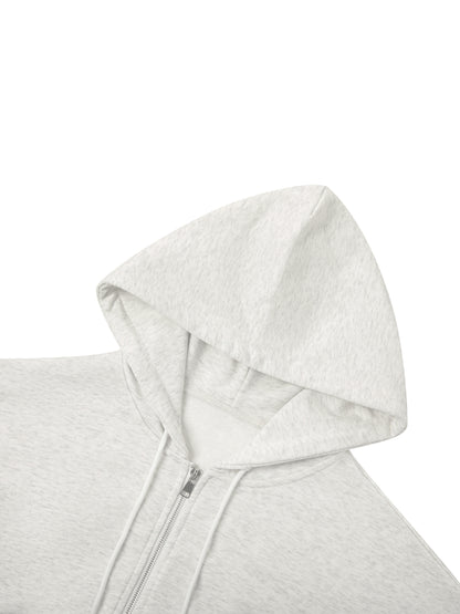 Essential Cropped Zip-Up Hoodie Raccoon